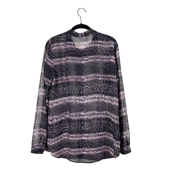 CAbi Style 3249 Paris Blouse Black Button Front Long Sleeve Sheer Top Size M - Picture 3 of 6